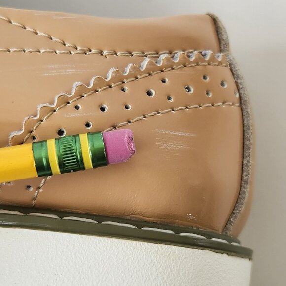 Dadawen Women's Tan Apricot Patent Oxford Platform Wingtip Brogues Casual Retro - Picture 11 of 11